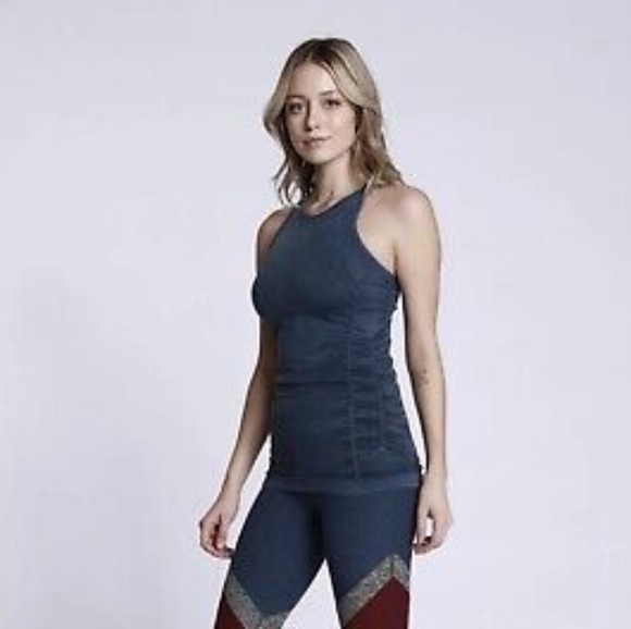 NUX Yoga Spellbound Cami Light Compression Tank Top Steel Mineral Wash M Medium - Picture 2 of 9